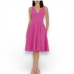 Dress the Population Catalina V Neck Fit and Flair Dress XL Bright Fuschia Party
